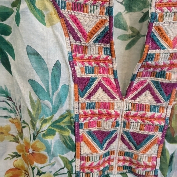 Johnny Was Tropical Print Dress Cover Up - Picture 4 of 6